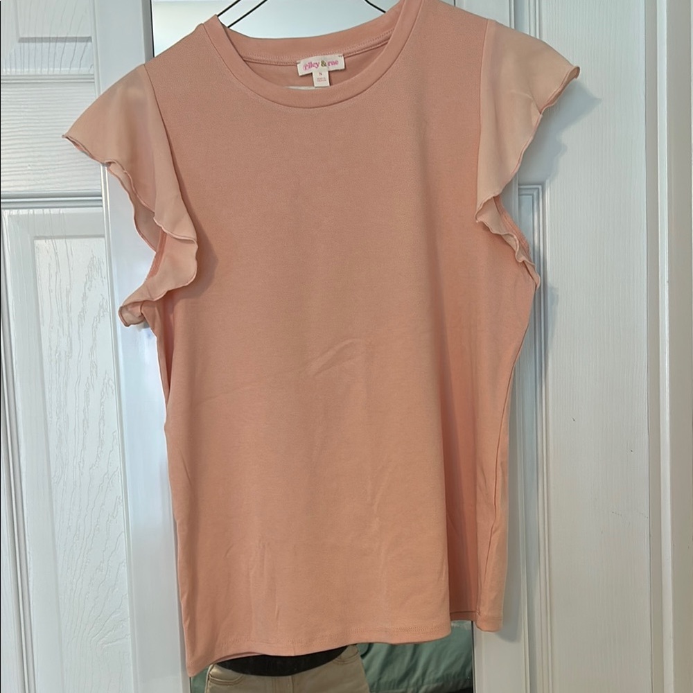 Light Pink Ruffle Sleeve Top Dressy
